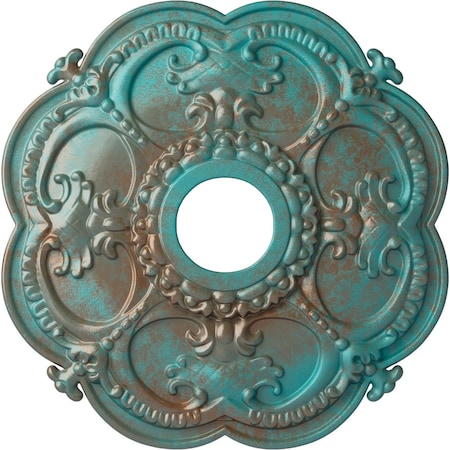 Ekena Millwork Rotherham Ceiling Medallion (Canopies up to 3 1/2"), 18"OD x 3 1/2"ID x 1 1/2"P, Copper Green Patina CM17ROCGS